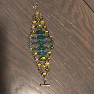 Bead crystal toggle bracelet